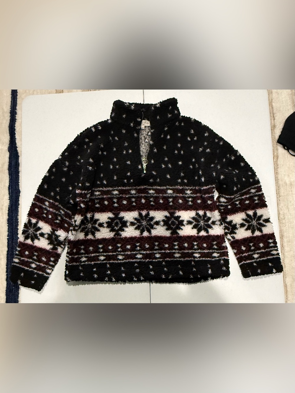 Love Tree Fair Isle Snowflake Sherpa Fleece Pullover